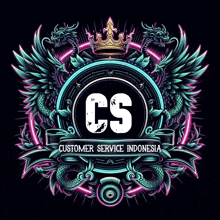 a cs logo with dragons and a crown