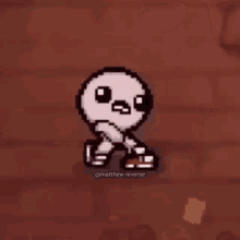 a pixel art of a skeleton dancing in a game .