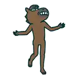 a cartoon horse with its arms outstretched is standing on a white background .
