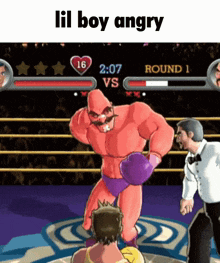 a video game with the words lil boy angry at the top of it