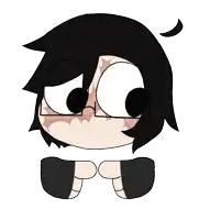 a cartoon character with glasses and black hair