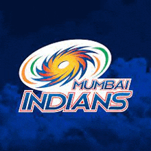 the logo for the mumbai indians cricket team is a colorful swirl on a blue background .