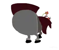 a cartoon drawing of a horse with a flower in its mouth