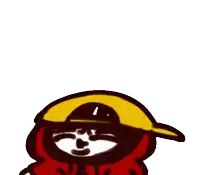 a cartoon drawing of a person wearing a hat