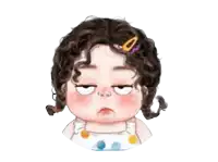 a cartoon drawing of a girl with curly hair and a diaper