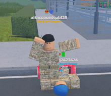 a video game character with the name altaaccountsub128 on the top left