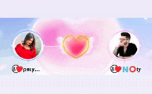 a man and a woman are in a bubble with a heart in the middle ..