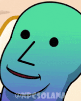 a cartoon drawing of a worm with a smiling face and the words @npcsolana below it