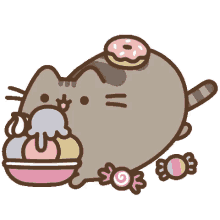 pusheen snacks sweets hungry
