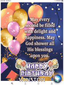 a happy birthday wish for winston with balloons