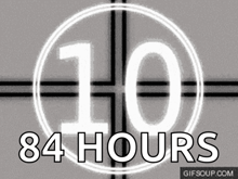 a countdown of 84 hours is shown on a black and white background