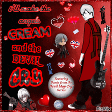a picture of dante from the devil may cry series surrounded by hearts