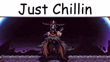 a pixel art of a monster with the words just chillin written above it
