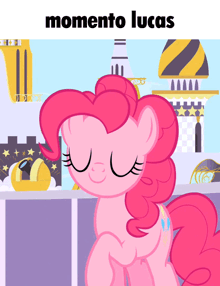 pinkie pie from my little pony is standing with her eyes closed