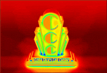 a colorful sculpture with the word at & t on the bottom