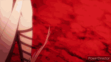 a woman in a white dress is standing in a red room .