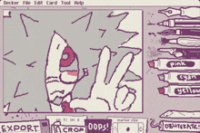 a computer screen shows a drawing of a hand and the words export
