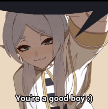 a cartoon of a girl with the words you 're a good boy