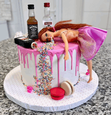a cake with a bottle of jack daniels on top