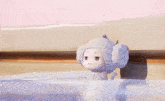 a cartoon character in a bathtub wearing a white hat