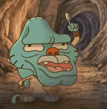 a cartoon character holding a spoon in his hand