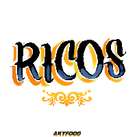 the word ricos is written in blue and yellow