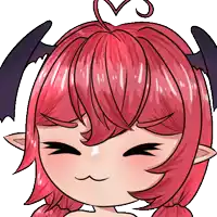 a cartoon character with red hair and black horns