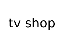 a black and white logo for the tv shop on a white background