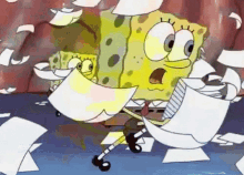 Panic Spongebob GIF - Panic Spongebob Papers Flying GIFs
