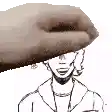 a hand is holding a woman 's head in a drawing .