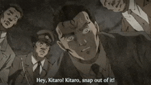 a man in a suit and tie says hey kitaro