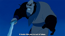 a cartoon of a man holding a sword with the words it looks like you 're out of ideas