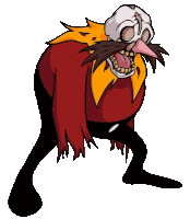 a cartoon drawing of a cartoon character with a skull on his head and a mustache .