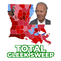a poster that says total gleek sweep with a map of louisiana in the background