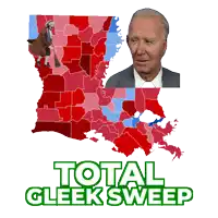 a poster that says total gleek sweep with a map of louisiana in the background