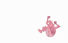 a cartoon drawing of a pink octopus with arms and legs .