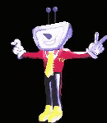 a pixel art of a cartoon character giving the middle finger