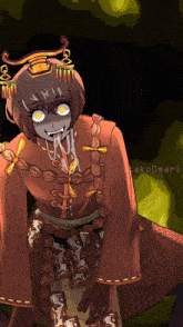 a drawing of a girl with a crown on her head and the name tako0mari on the bottom