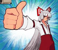 a cartoon drawing of a girl giving a thumbs up sign