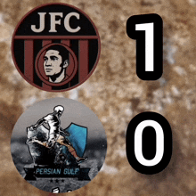 a logo for jfc and a logo for persian gulf soccer teams