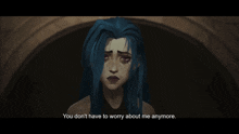 a cartoon character with blue hair says you don 't need to feel guilty about being happy