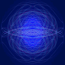 a blue background with a circular pattern that looks like an eye