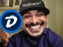 a man wearing a hat that says " multivers " on it