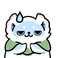 a cartoon drawing of a cat with a tear on its forehead