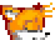 a pixel art drawing of a fox with a long tail