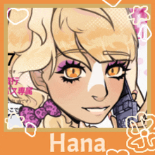 a cartoon drawing of a girl with the name hana on the bottom