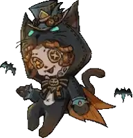 a pixel art of a cat wearing a top hat and a cape