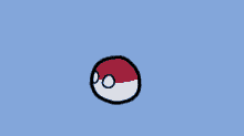 a cartoon drawing of a red white and black ball