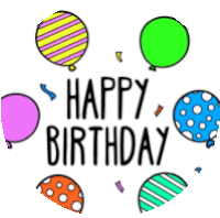 a happy birthday greeting card with balloons and the words happy birthday
