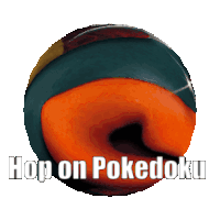 a picture of a ball with the words hop on poke doku on it